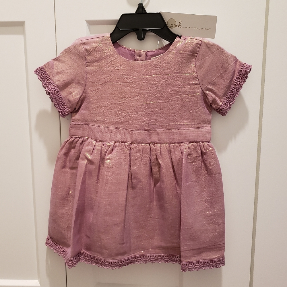 0 PEEK Purple Lavender Metallic Dress, Baby Girls 6-12 months